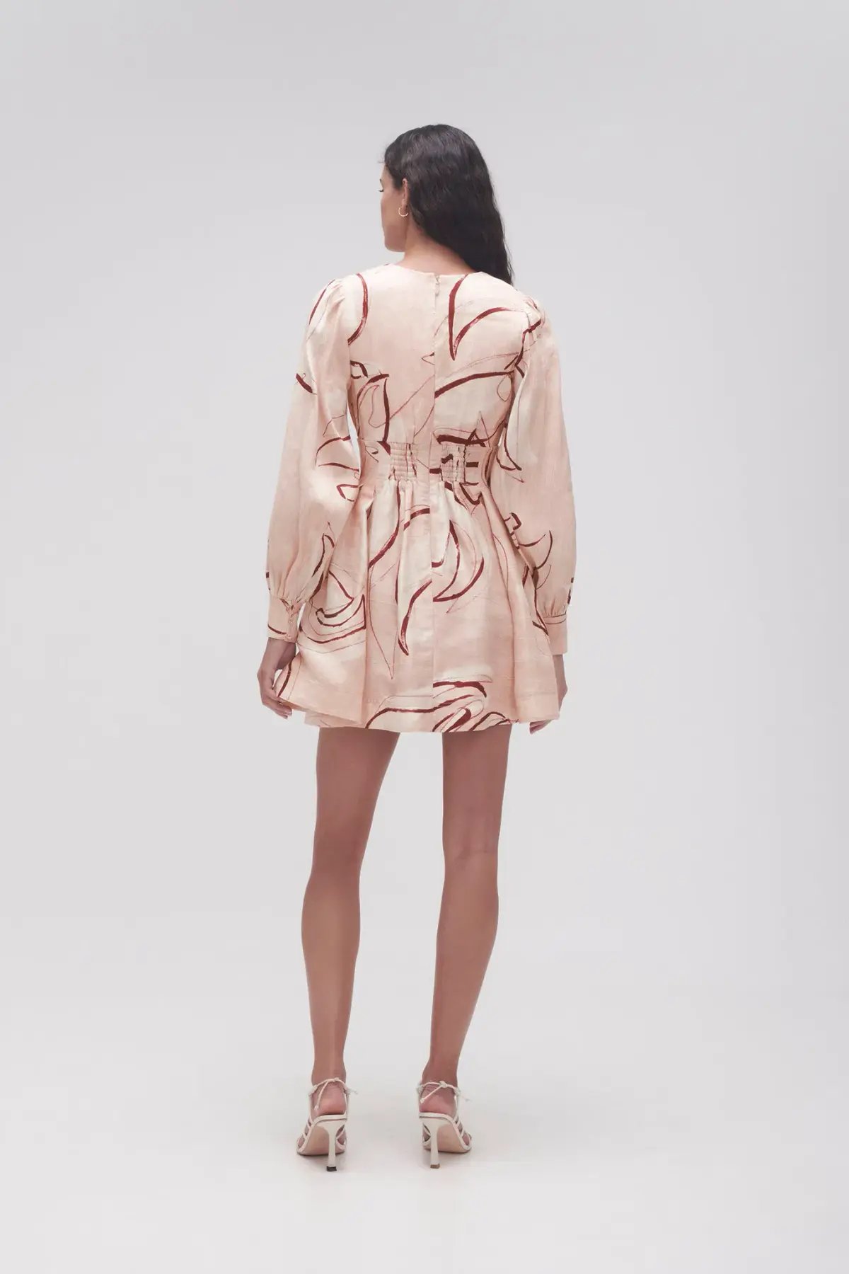 Aje Amelia Plunge Mini Dress Whimsical Dove Size 8 photo 2