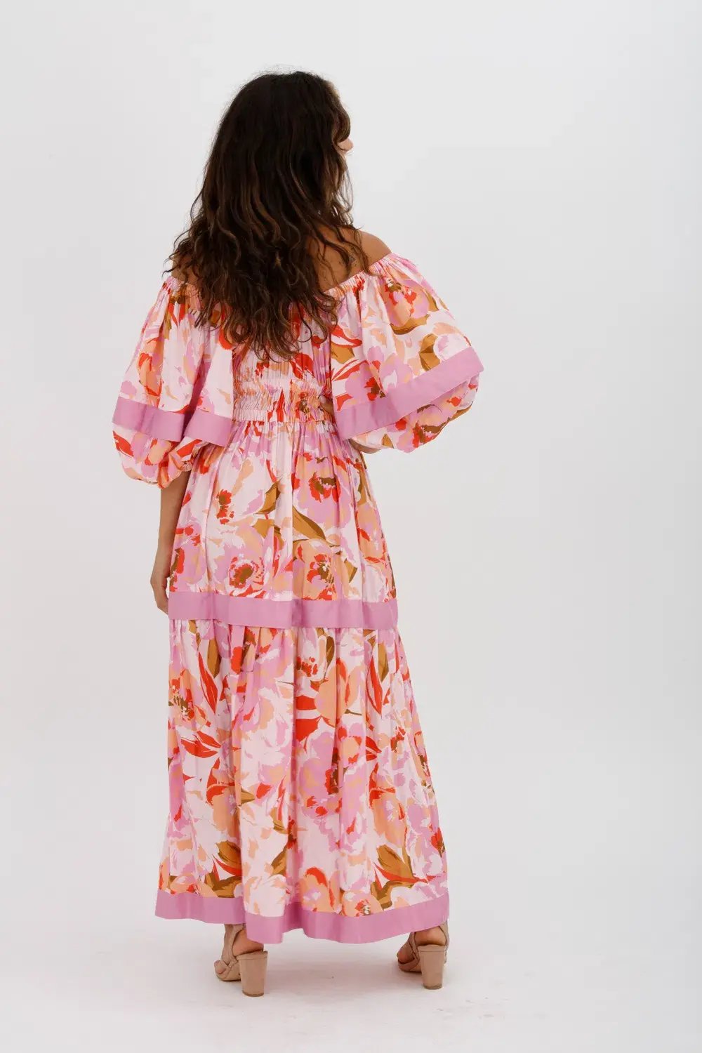 Acler Wayland Short Sleeve Printed Midi Dress Pink Floral Size 8 photo 9