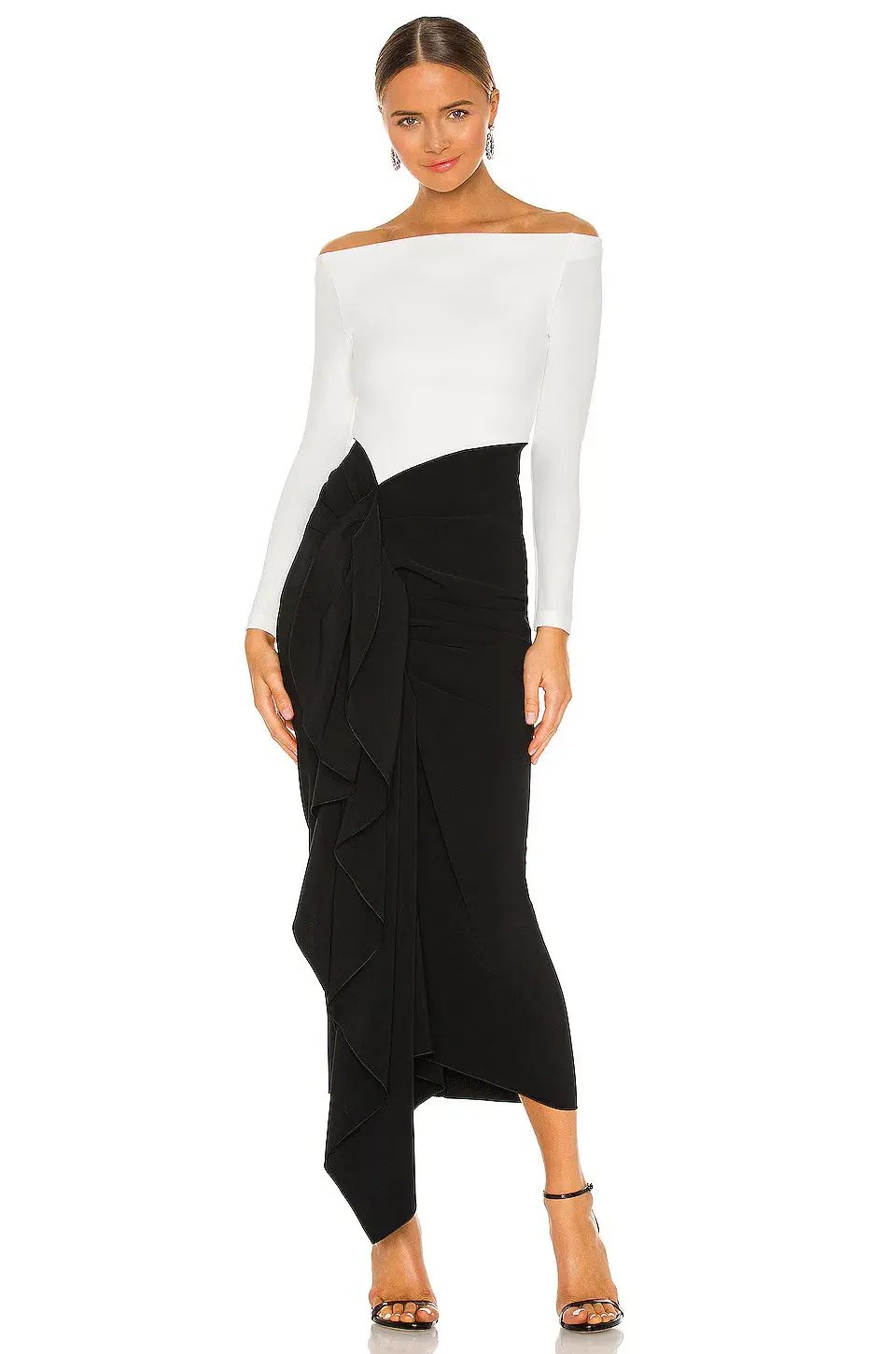 Solace London Lotus Midi Dress Black/Cream Size XS / AU 6 photo 3