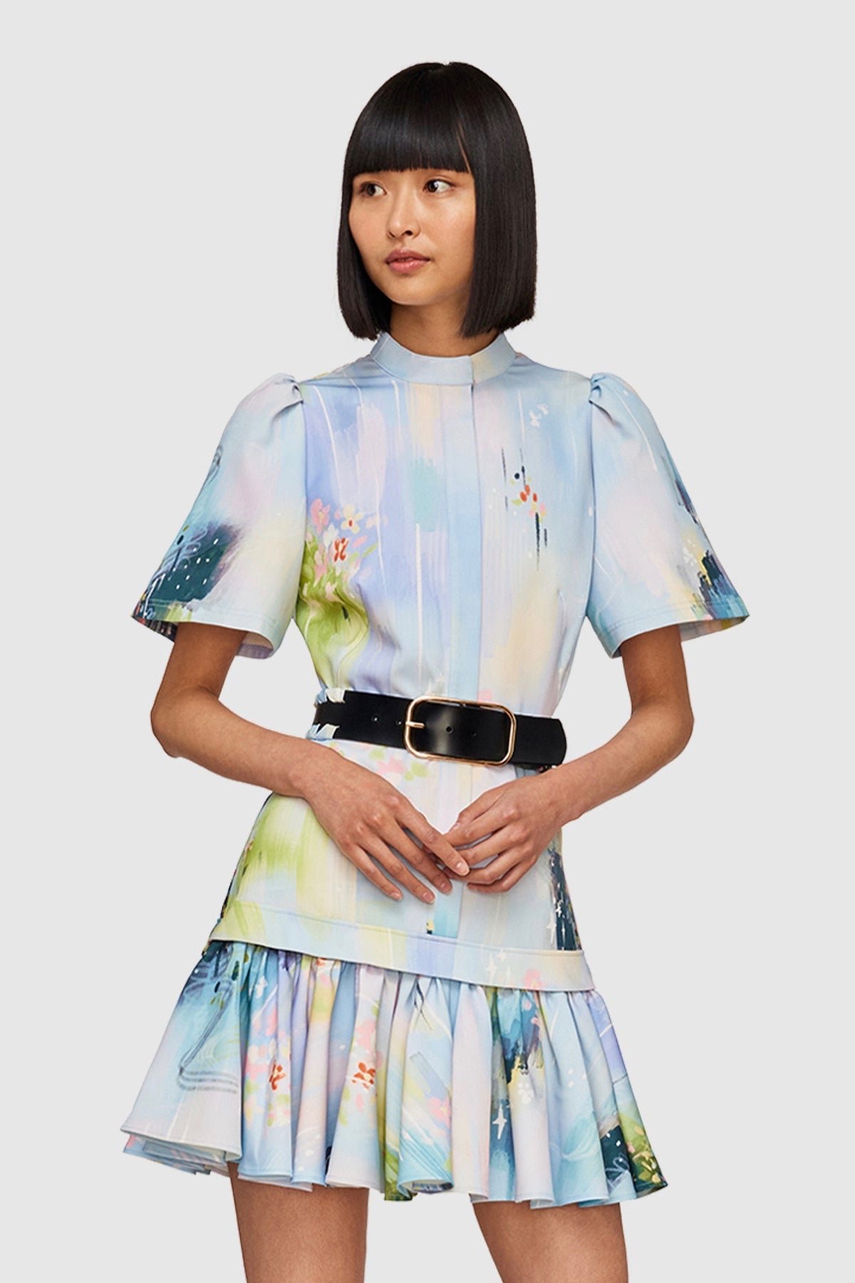 LEO LIN BEATRICE SHORT SLEEVE MINI DRESS - WILLOW PRINT photo 2
