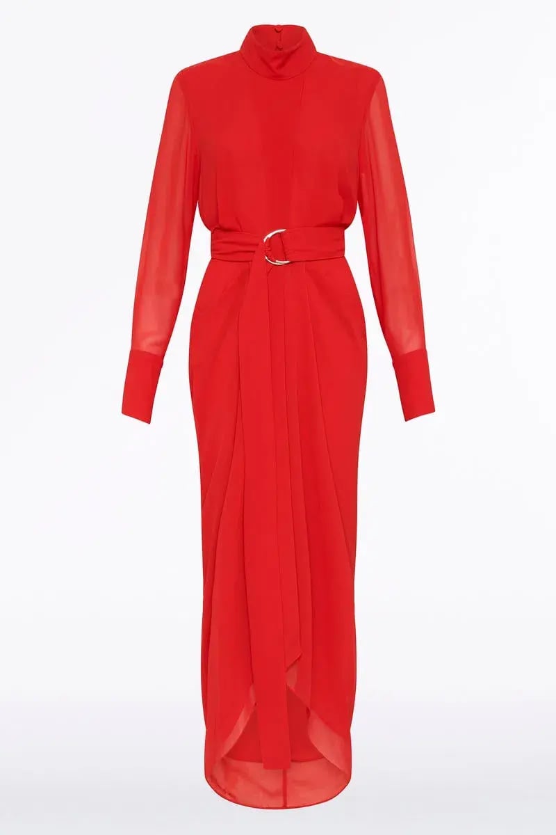 Carla Zampatti Style Icon Waterfall Dress Red Size 14 photo 3