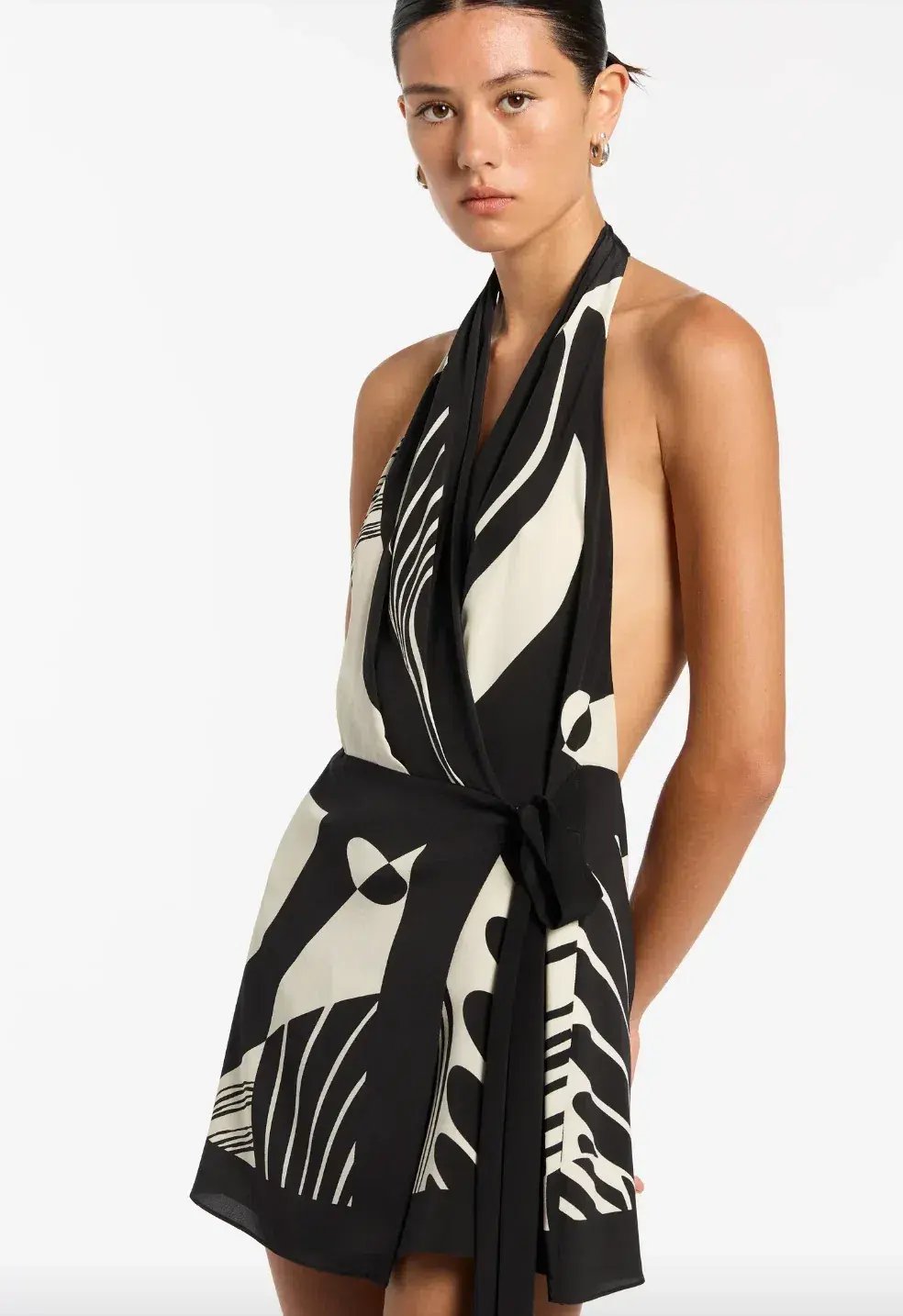 Sir the Label Realisme Halter Mini Dress Papier Print Size 3/ AU 12 photo 2
