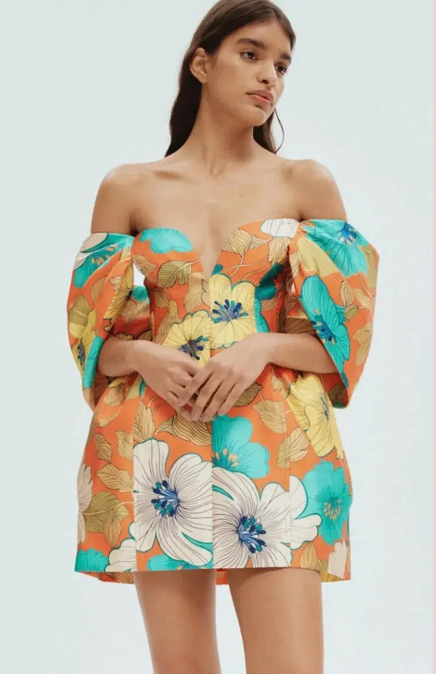 Alemais Piato Sculpt Mini Dress Floral Size 12 photo 2