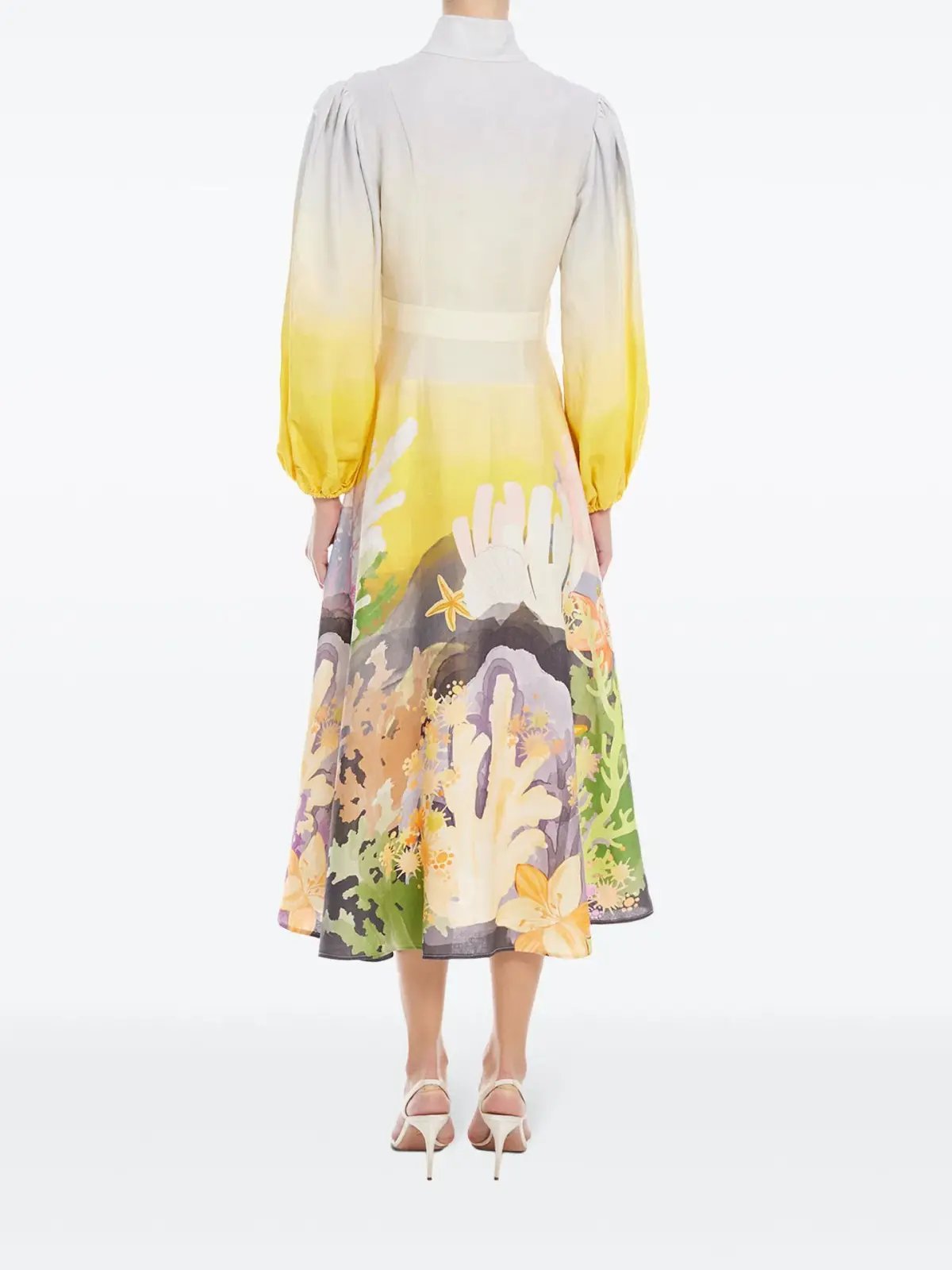 Leo Lin Nellie Midi Dress Neptune Print in Seashell Size 14 photo 2