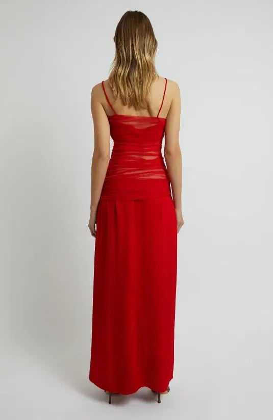 Christopher Esber Contrast Sheer Panel Dress Rubrum Red Size AU 10 photo 3