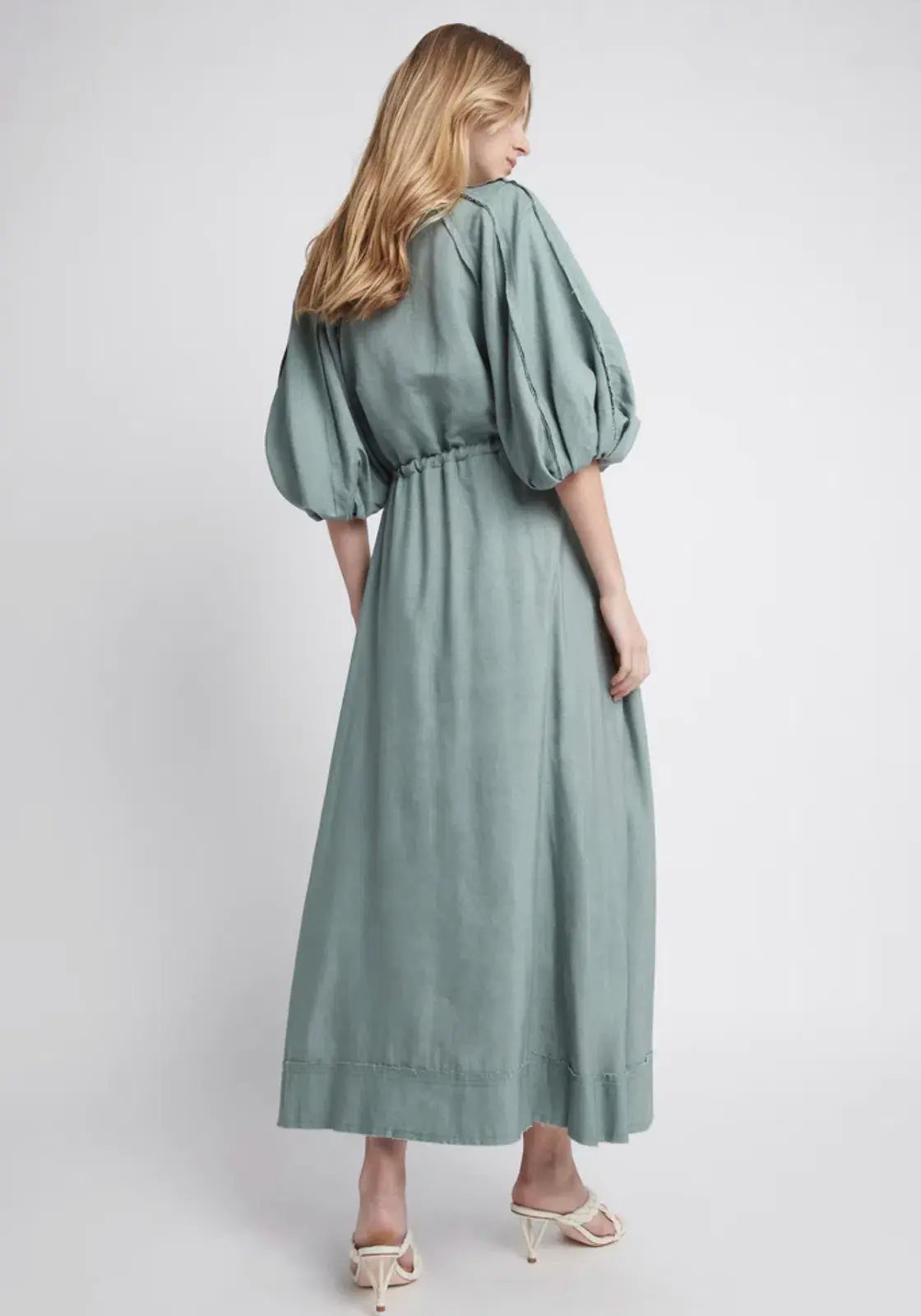 Aje Bonjour Belted Shirt Midi Dress Green Size 16 photo 3