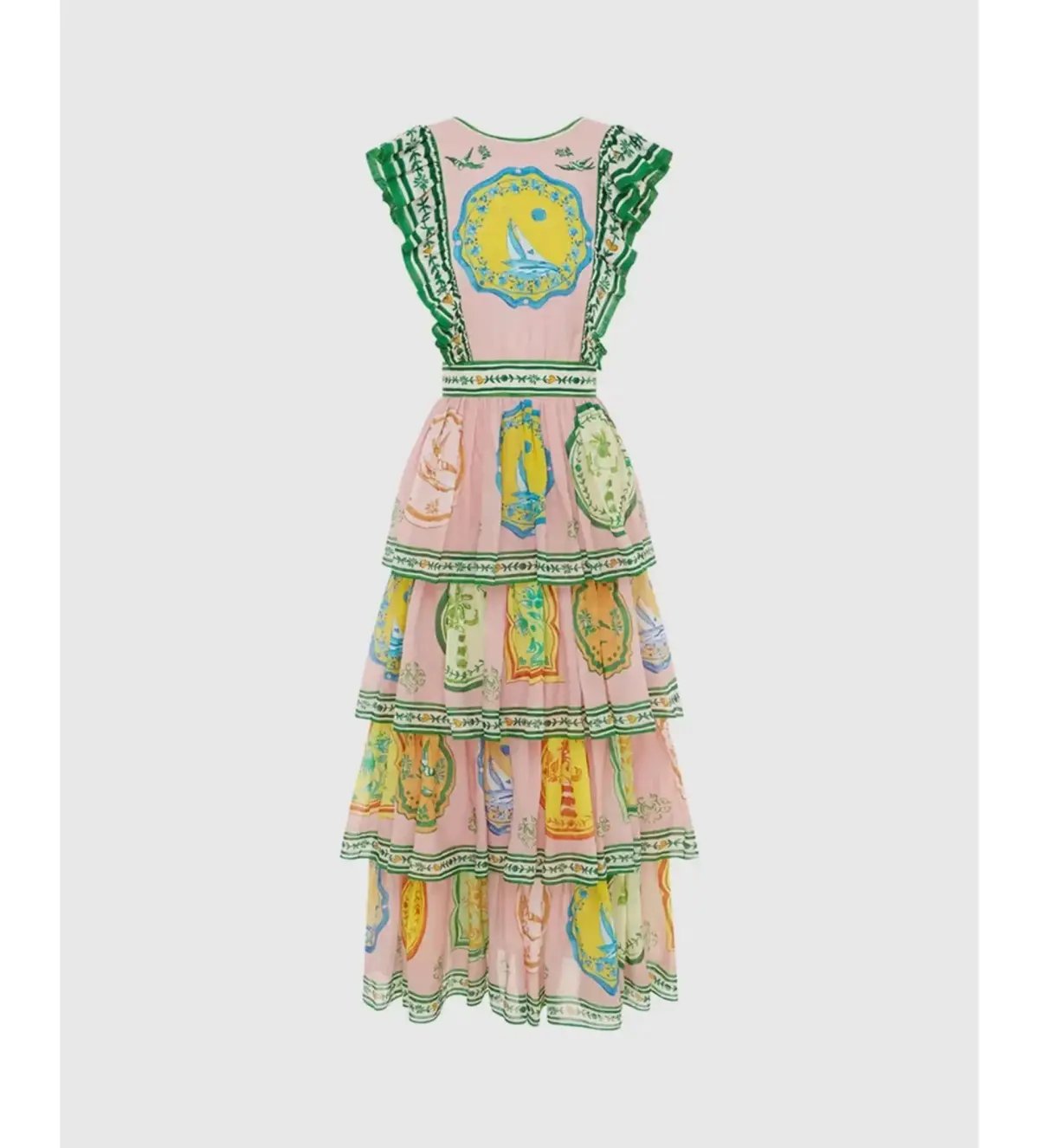 Alemais Porcelain Frill Midi Dress in Pink Size AU 12 photo 3