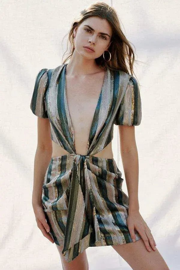 MISHA Lorlea Mini Dress Print Sequin Size 8 photo 3