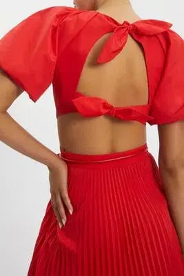 Rebecca Vallance Magdalena Open-back Satin Midi Dress Red Size 14 photo 2