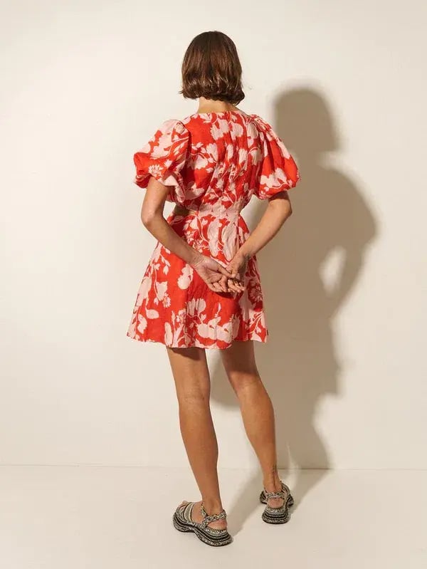 Kivari Delfina Cut Out Mini Dress Floral Size 10 photo 3