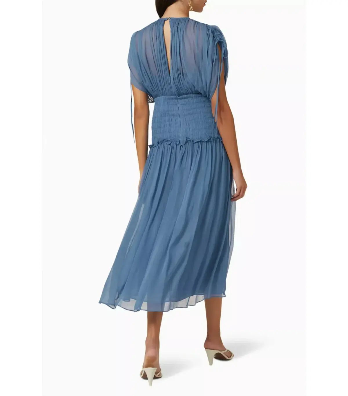 Shona Joy Noemi Ruched Midi Dress Blue Size AU 14 photo 2
