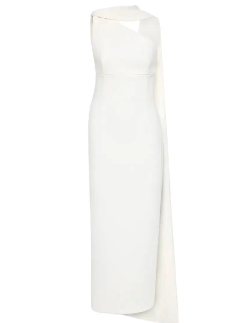 Rachel Gilbert Clara Stretch Crepe Wedding Dress Midi Ivory Size AU 8 photo 5