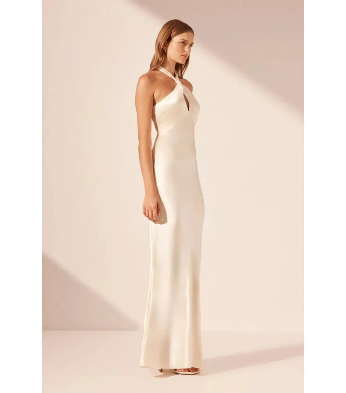 Shona Joy La Lune High Neck Twist Maxi Dress Cream Size AU 10 photo 3