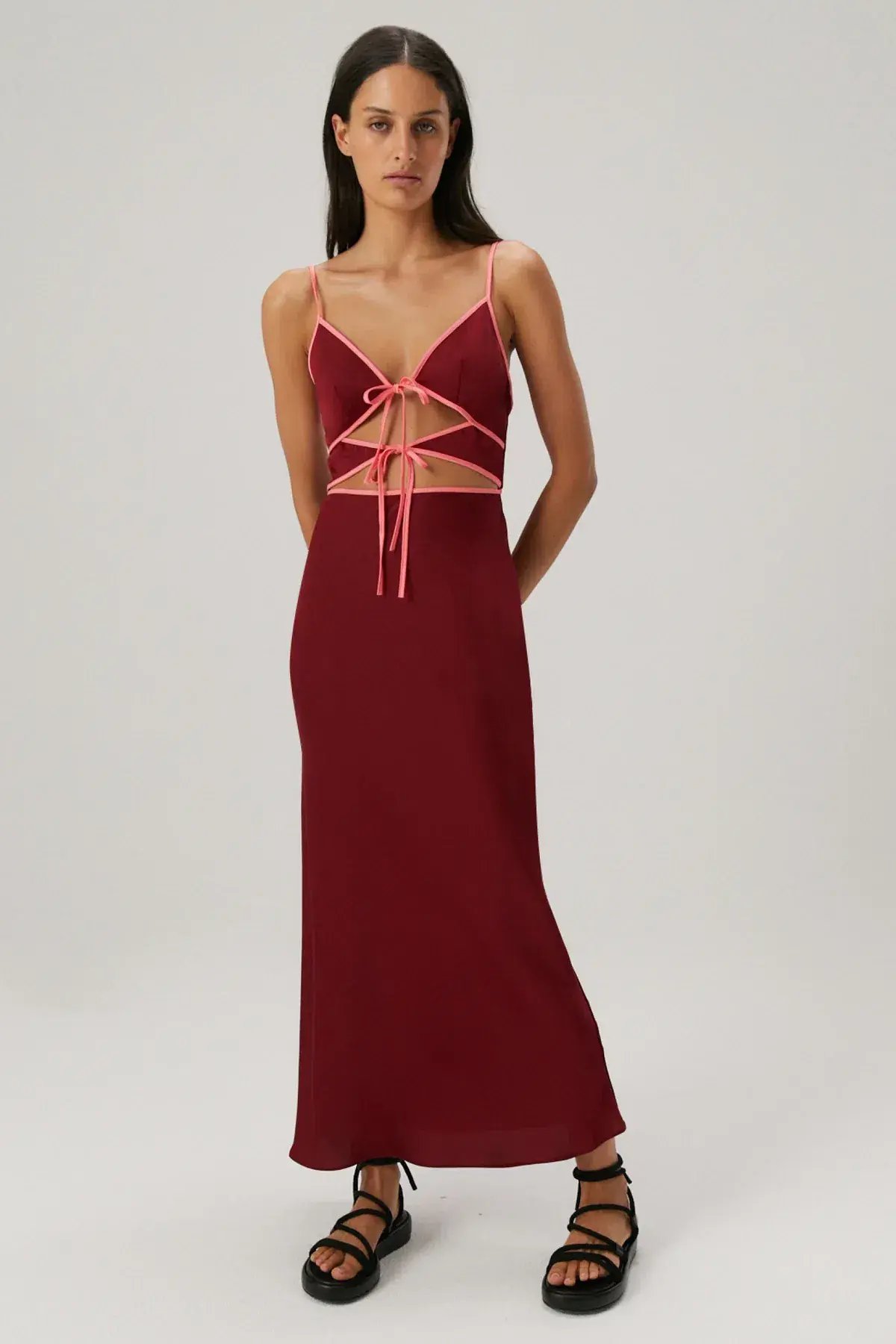 MISHA Ramira Maxi Dress Wine Size 8/S photo 3
