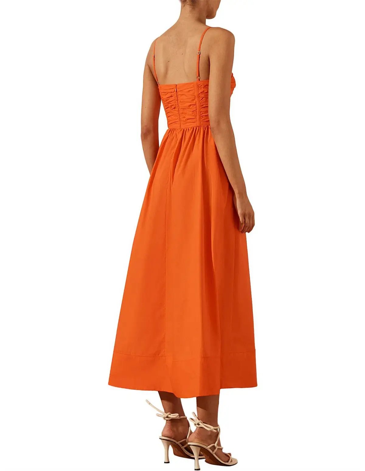 Shona Joy Kohala Ruched Panel Midi Orange Size AU 10 photo 2