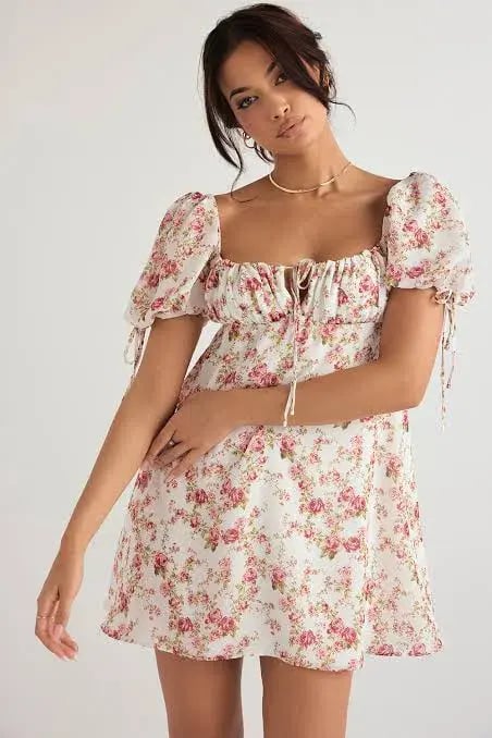 House of CB Princess Mini Dress Rose Floral Print Size L / AU 12 photo 2