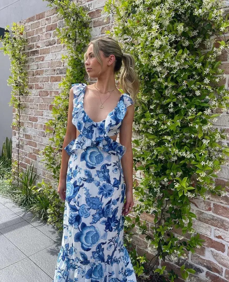 Sir The Label Amaris Frill Midi Dress Blue Size AU 10 photo 5