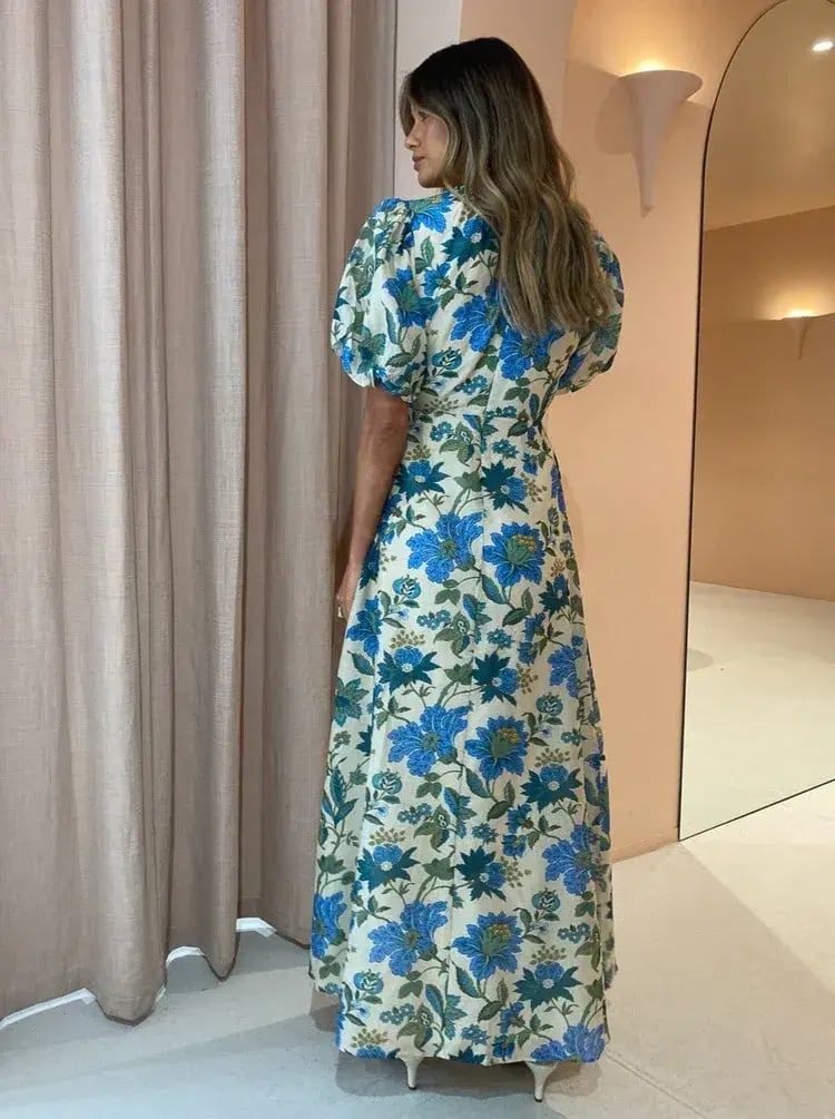 Sir the Label Celia Puff Sleeve Midi Dress Floral Size 1 / Size AU 8 photo 5
