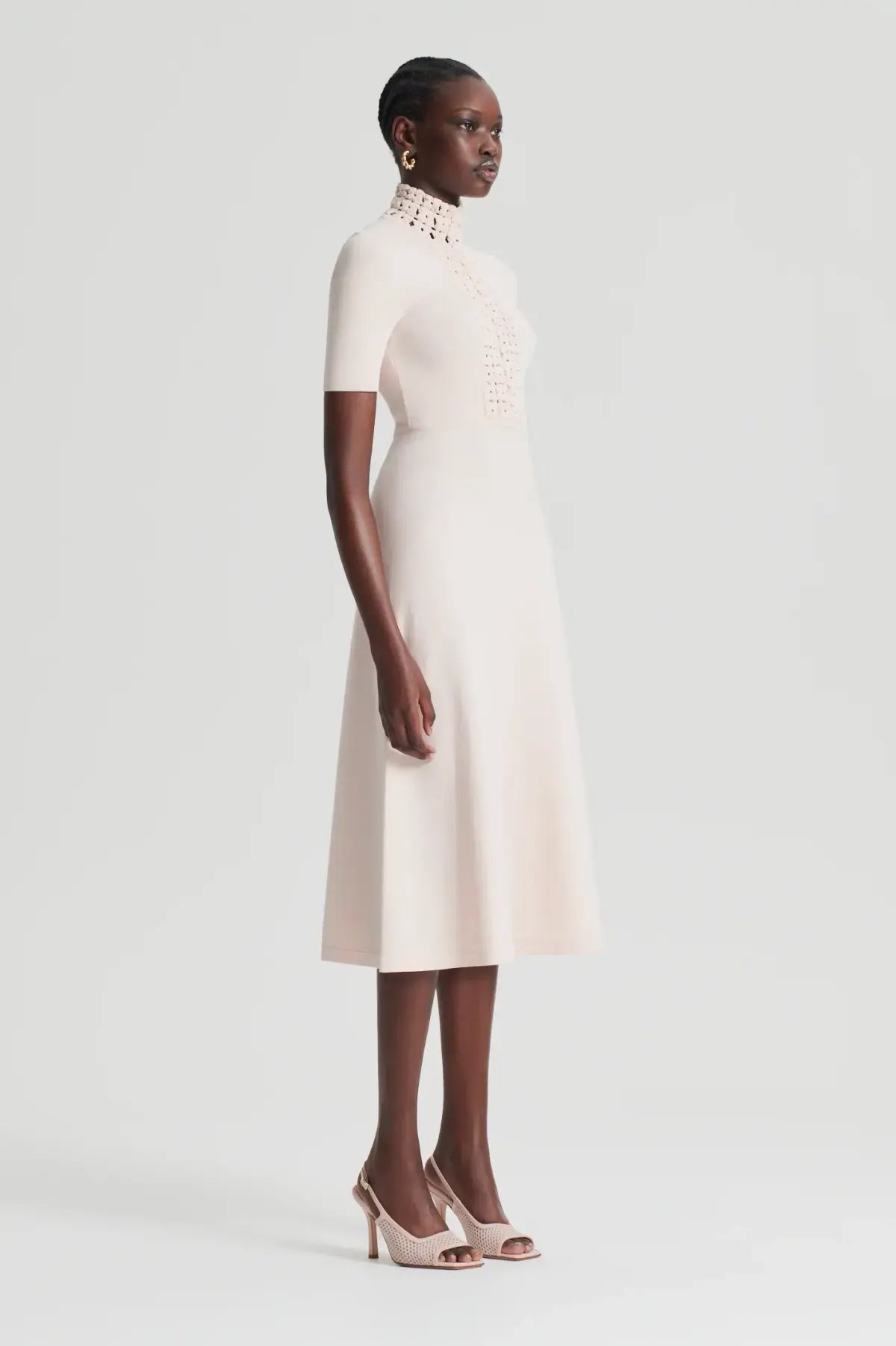 Scanlan Theodore Crepe Knit Daisy Soft Dress Blush Size L/AU 12 photo 4