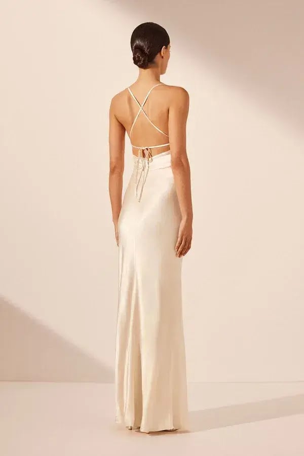 Shona Joy La Lune Lace Back Maxi Dress Cream Size AU 8 photo 3