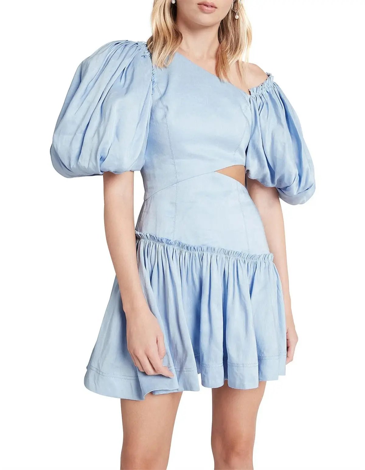 Aje Chateau Cut Out Mini Dress Sky Blue Size 10 photo 4