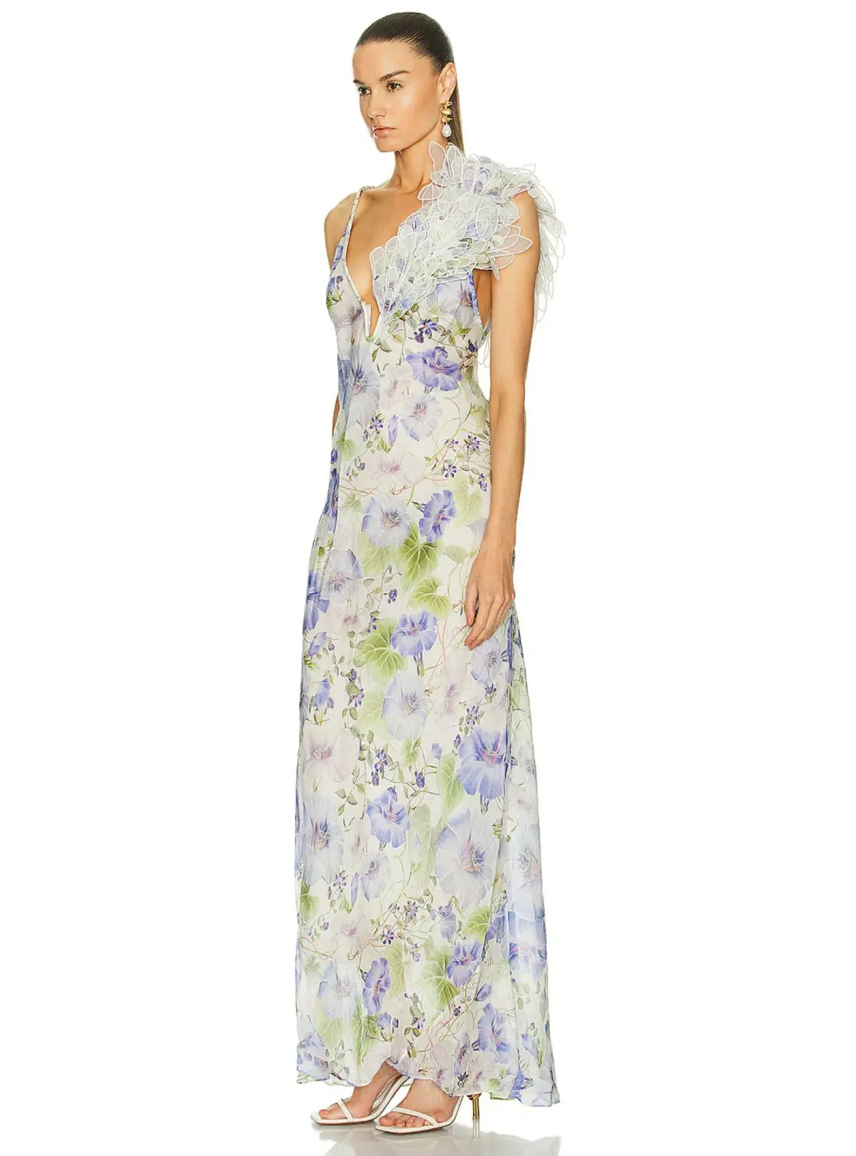 Zimmermann Natura Feather Slip Gown In Blue Floral Size 0 / AU 8 photo 3
