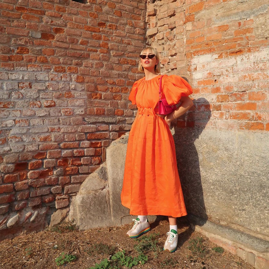 Aje Cosette Tie Back Midi Dress | Orange photo 4