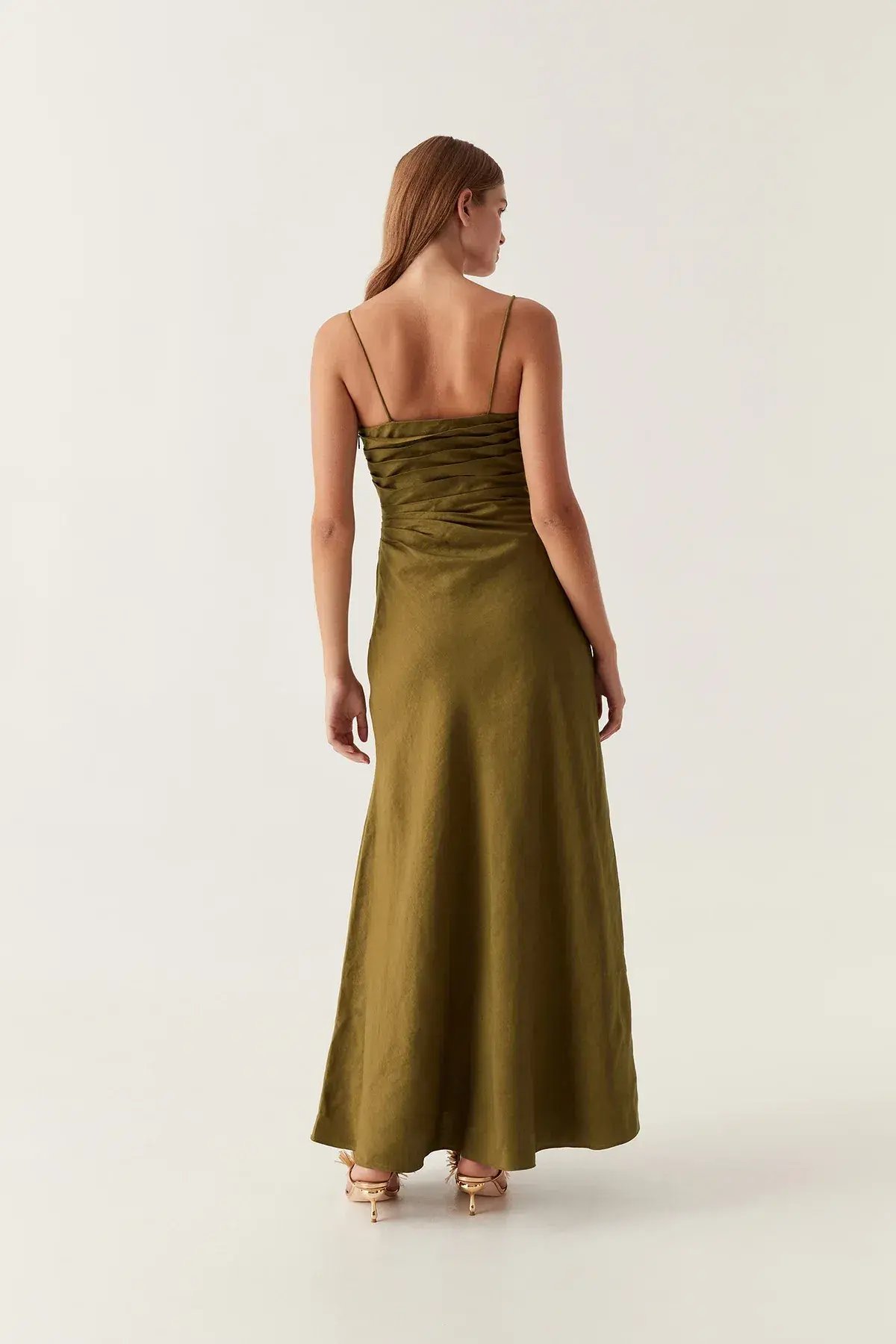 Aje Clarice Midi Dress Deep Olive Size 6 photo 2