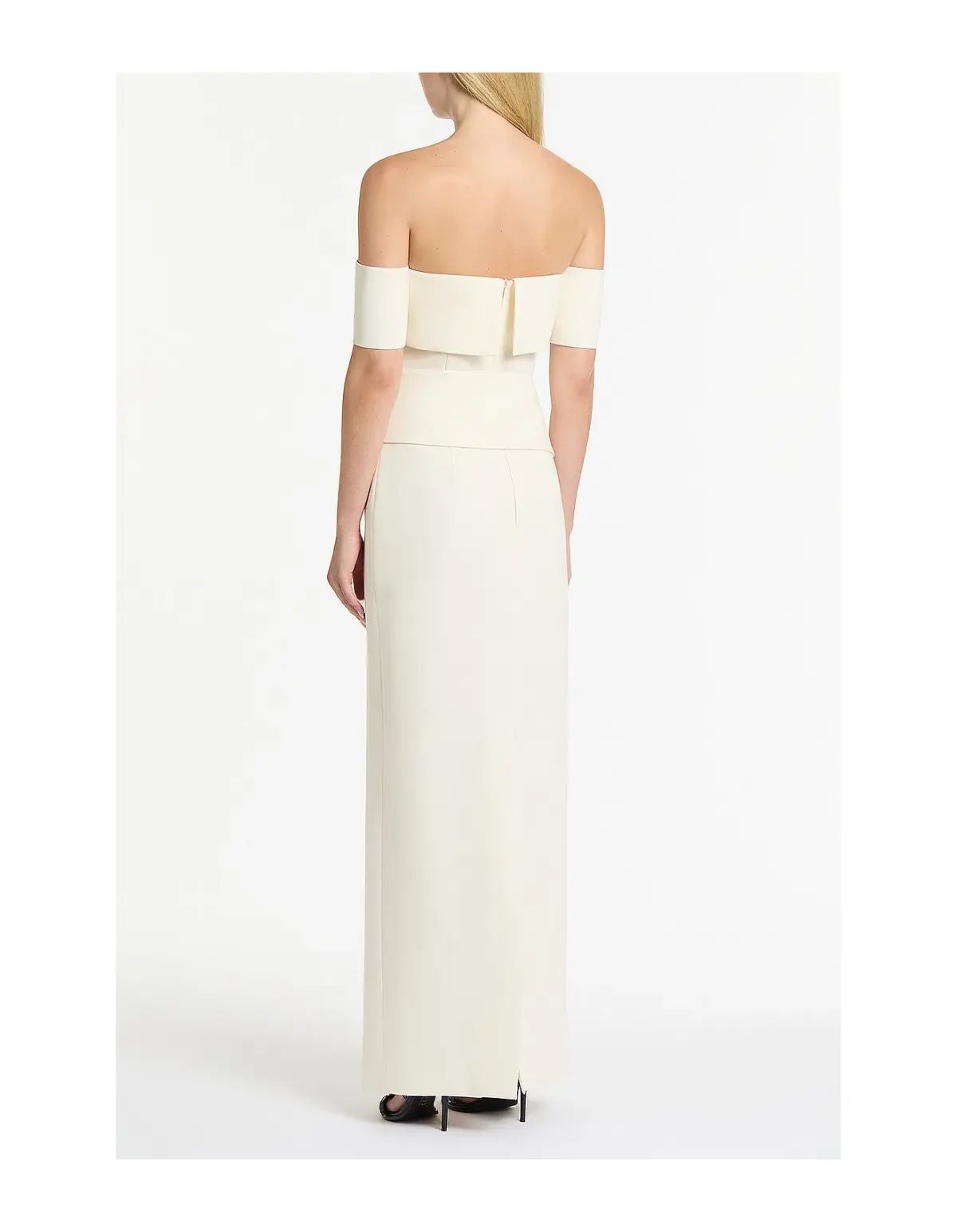Carla Zampatti IVORY CREPE LA BANDA OFF SHOULDER GOWN | XXS | AU4 photo 3