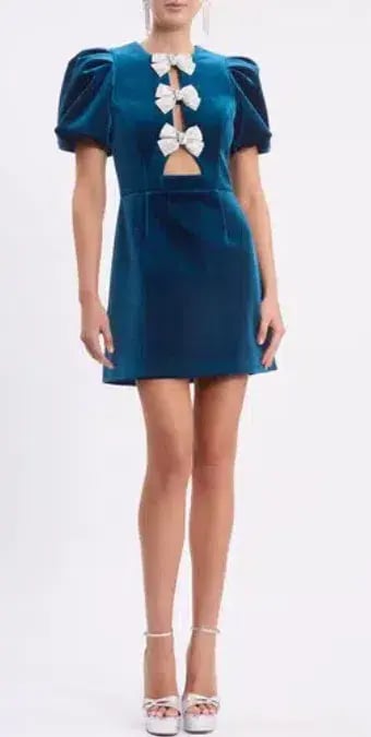 REBECCA VALLANCE Brandy Bow Mini Dress Size 12 photo 3