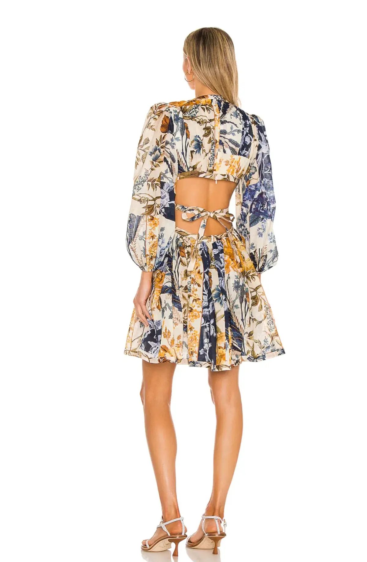 Zimmermann Aliane Cut Out Short Dress in Patchwork Floral Print Size 12 photo 5