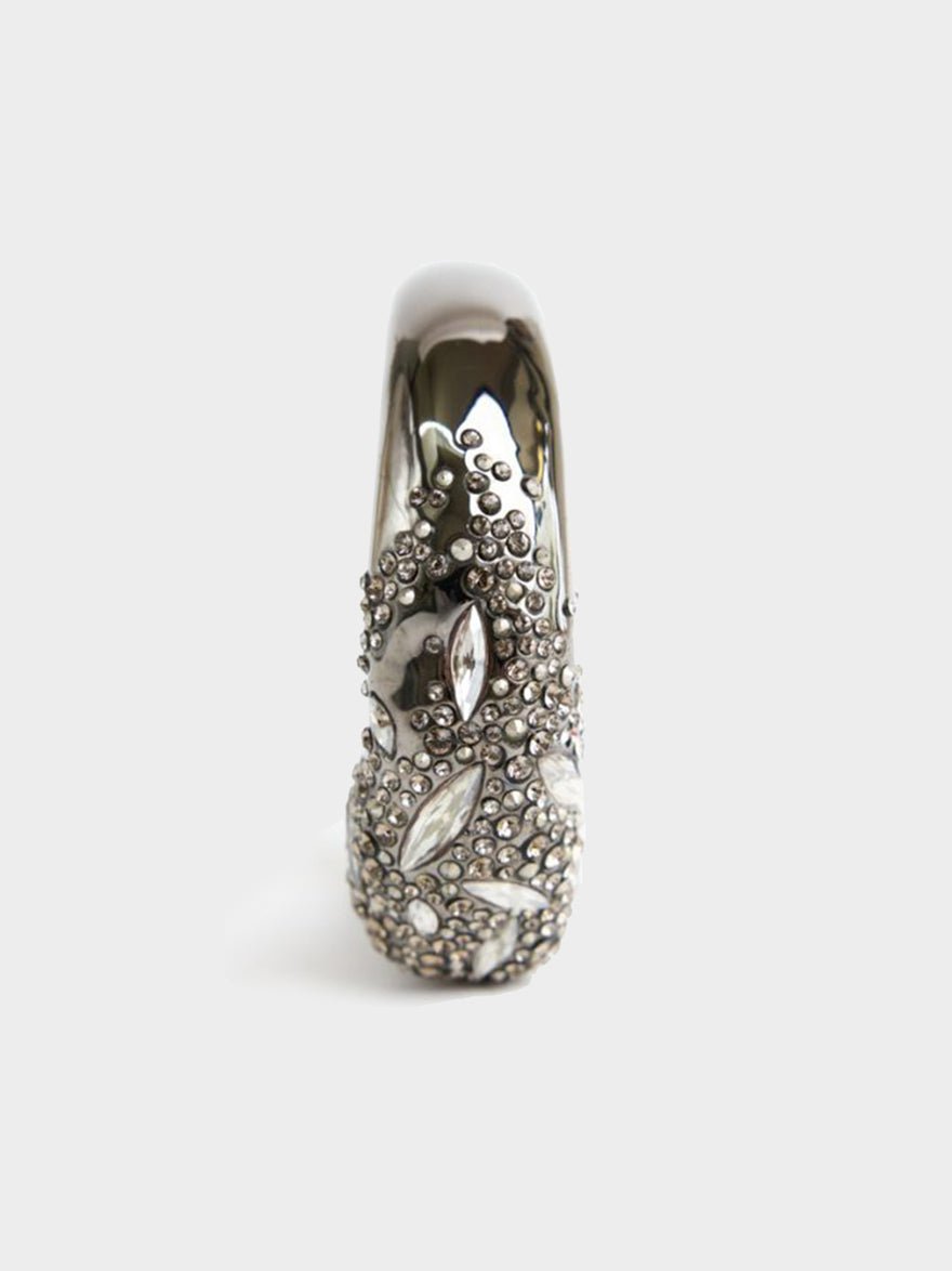 Alexis Bittar Crystal Embellished Hinged Bangle Silver photo 4