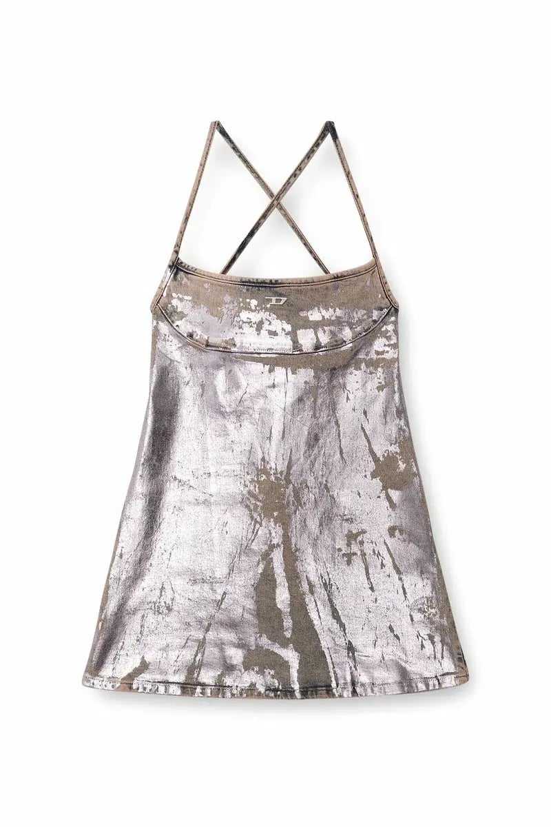 Diesel Strappy mini dress in pop-colour denim photo 4