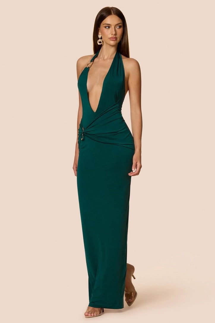 Nookie Leonie Halter Maxi Dress - Dark Teal photo 3