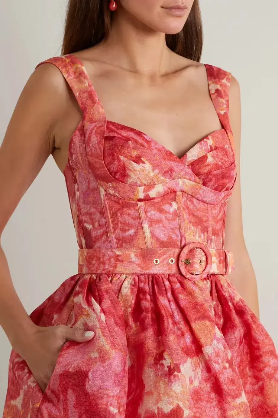 Zimmermann High Tide Mini Dress in Pink Ikat Floral Size 1 / AU 10 photo 4