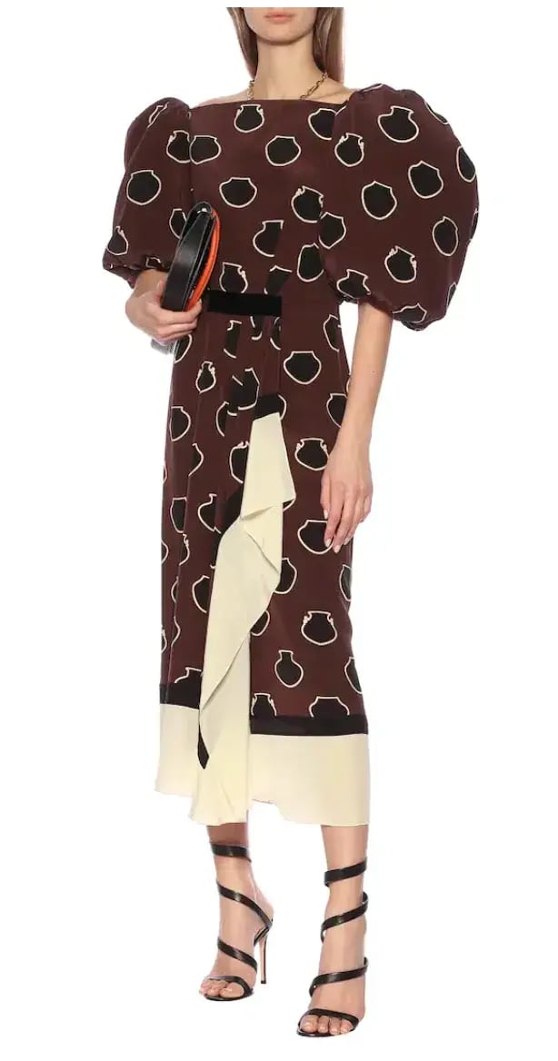 Johanna Ortiz Unexpected Territory Puff-Sleeve Silk Dress Size 2 photo 2