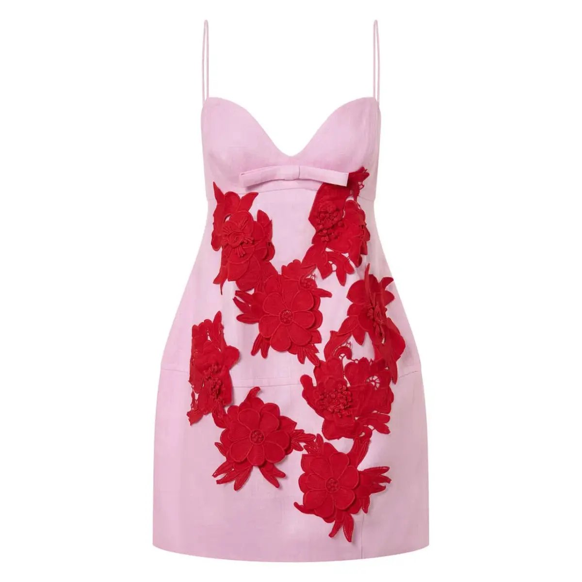 Oroton Contrast 3D Flower Mini Dress Rose Poppy Size 8 photo 4