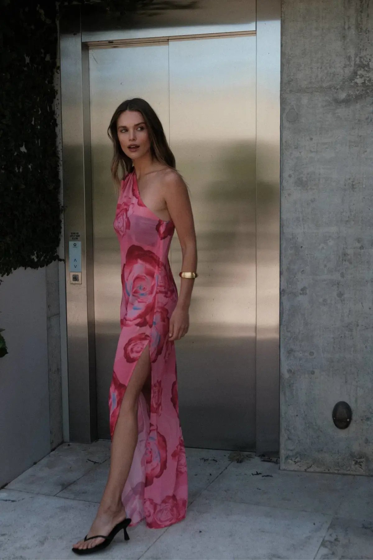 With Harper One Shoulder Sheer Maxi in Pink Rose Size Small / AU 8 photo 3