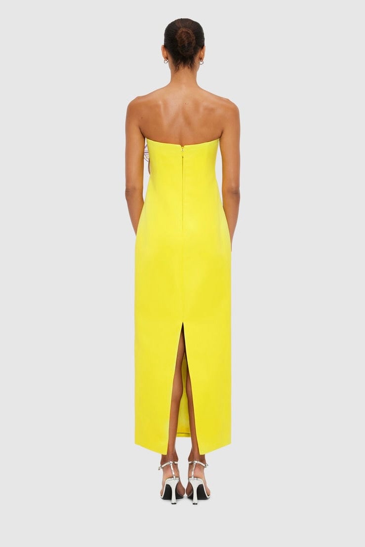 LEO LIN RAYNA APPLIQUÉ FLORAL MAXI DRESS - IRIS PRINT IN YELLOW photo 4