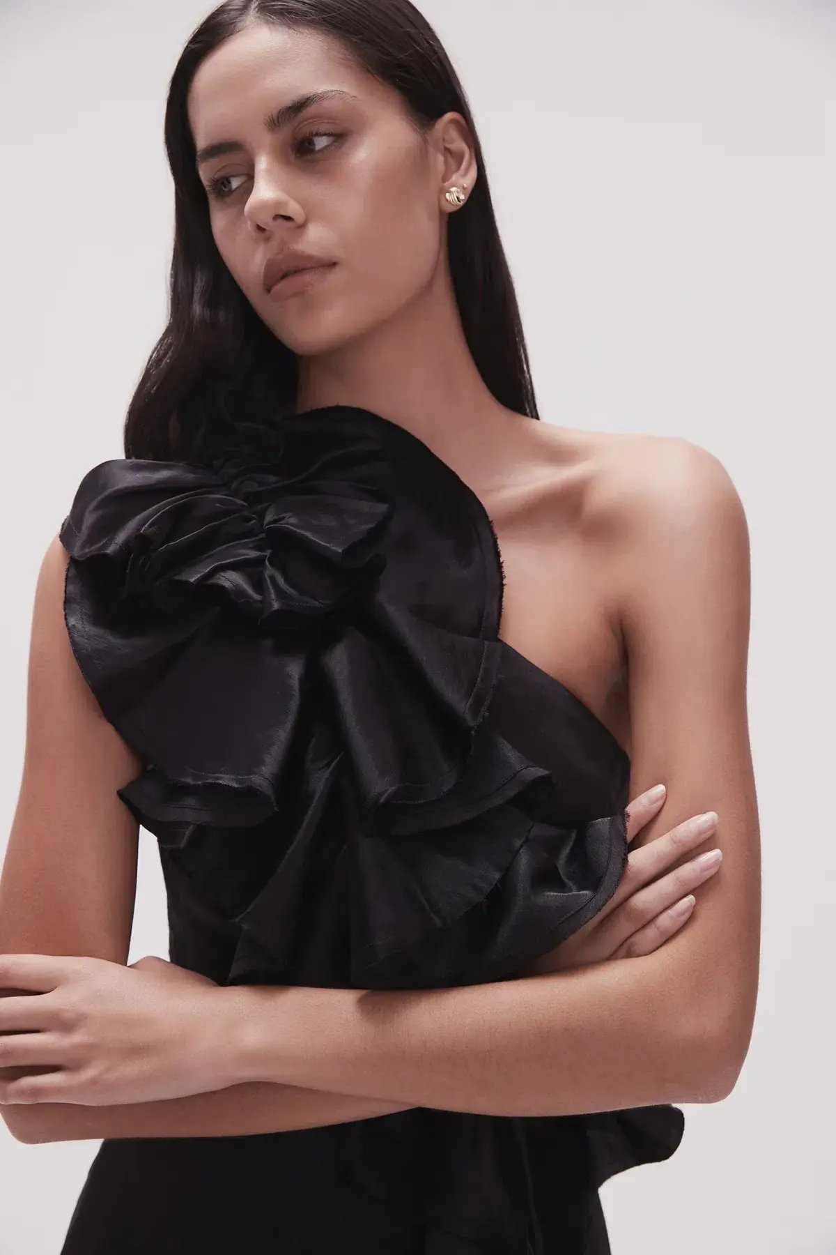 Aje Adelia Ruffle Midi Dress Black Size 14 photo 2
