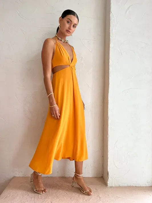 Tojha Isadora Cut Out Midi Dress In Sunset Size 10 photo 4