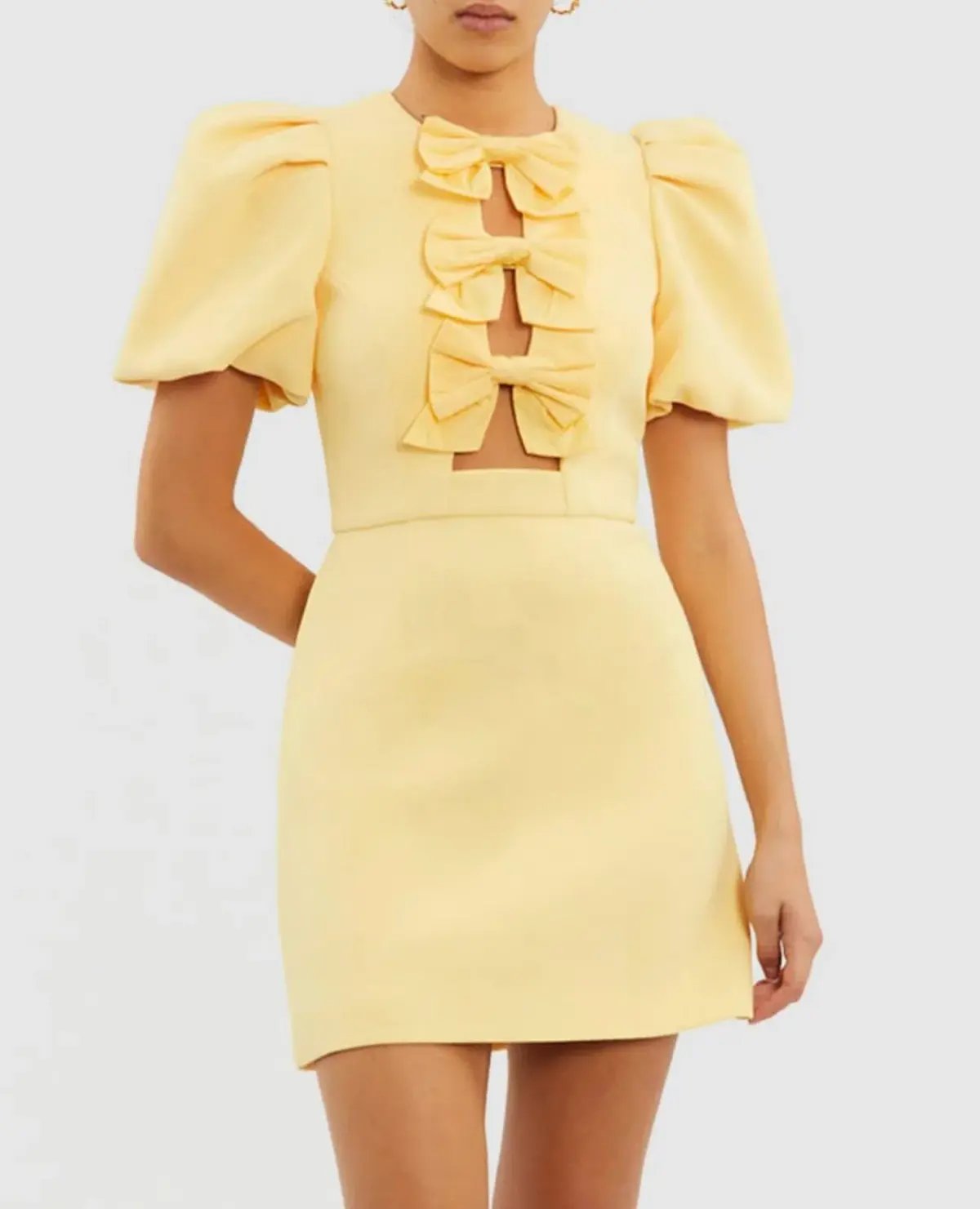 Rebecca Vallance  Chloe Bow Mini Dress  Lemon Yellow Size 8 photo 2