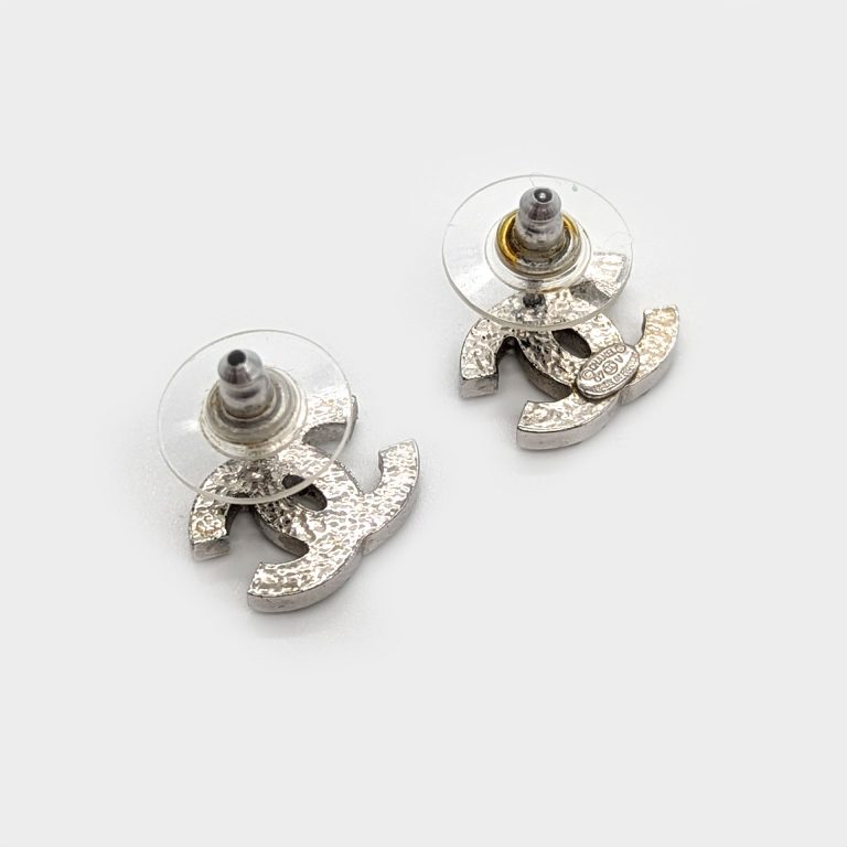 Chanel Silver Swarovski Crystal CC Earrings photo 3