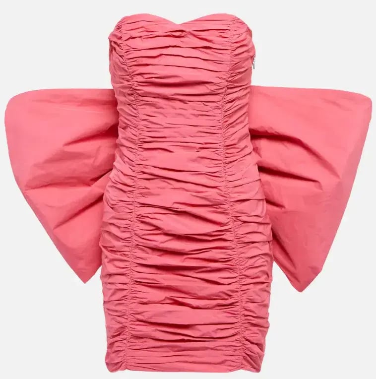 Rotate By Birger Christensen Catalina Bow Ebellished Ruched Mini Dress Pink Size AU 10 photo 5