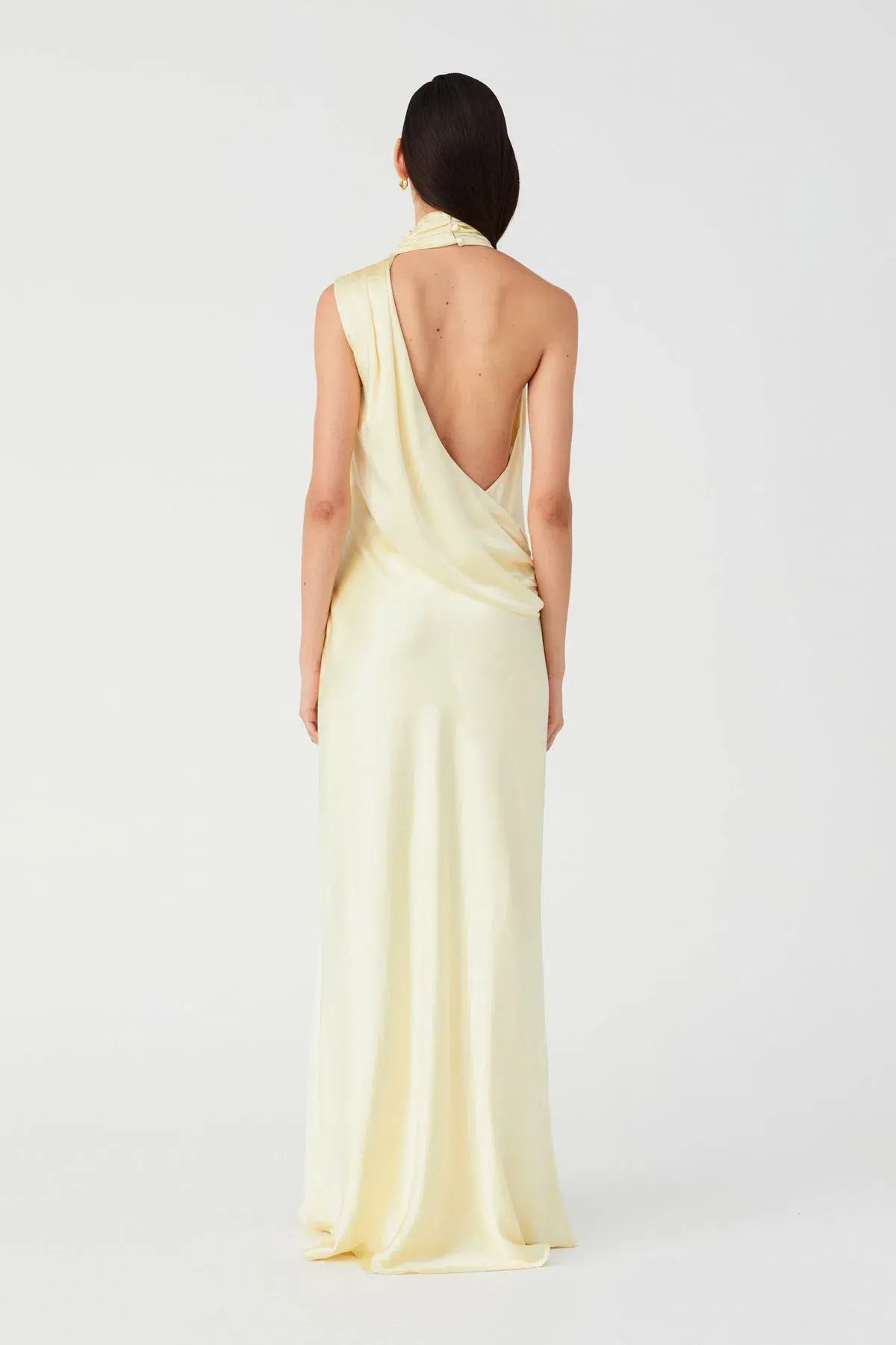 MISHA Costantina Satin Gown Soft Gold Size 8 photo 3