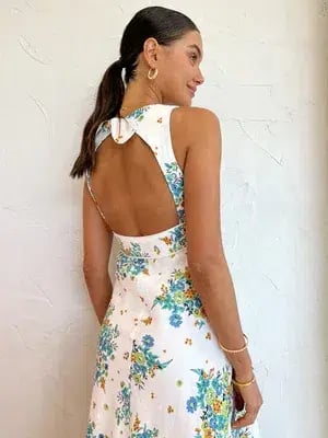 By Johnny Roma Floral Midi Dress In Roma Floral White Size AU 12 photo 4