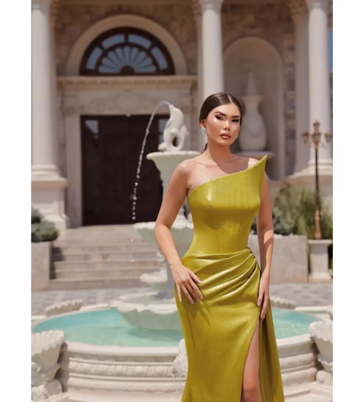 Vlora & Kaltrina Elysium Bexley Maxi Gown Olive Green Size 10 photo 2