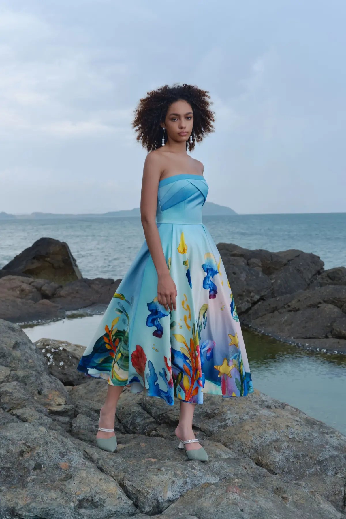 Justin Tong Aquarelle Midi Dress Multi Size 14 photo 8