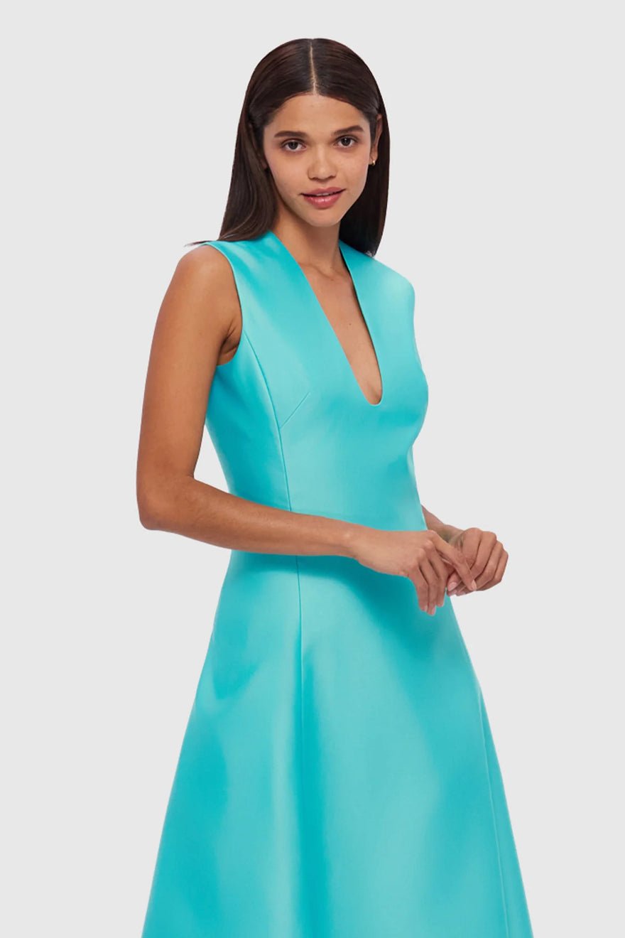 Leo Lin Nicola V Neck Midi Dress - Turquoise photo 3