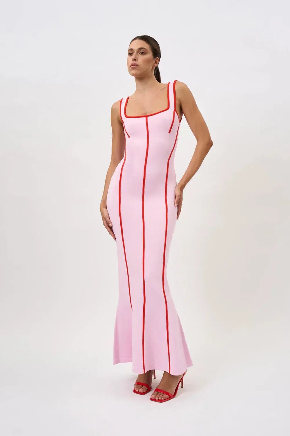 By Johnny Belle Contrast Pipe Knit Dress Pink/Red Size S / AU 8 photo 2